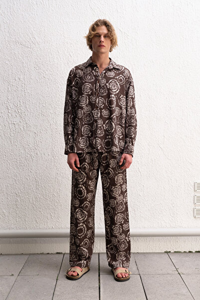 GIESTO Patterned Brown Shirt