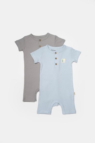 BabyCosy Organic Wear Set 2 salopete scurte Bamboo, blue, BabyCosy, 50%bumbac+50% bambus