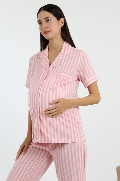 LİKAPA Front Buttoned Maternity Maternity Short Sleeve Pajama Set
