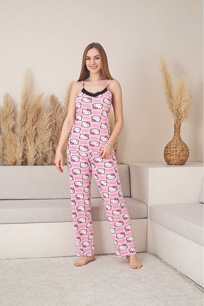 CALİA Set pijamale din țesătură din bambus cu curele de frânghie pentru femei NOUL SEZON