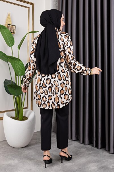 Sfg Life Moda Стилни шарки от тъкана вискозна риза-туника с детайли за копчета, подходящи за дамско облекло с хиджаб и спортно облекло