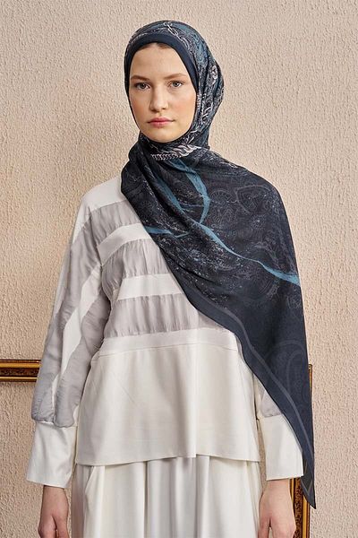 ED Scarf Blue Rogue Wrap - Bumbac Mătase