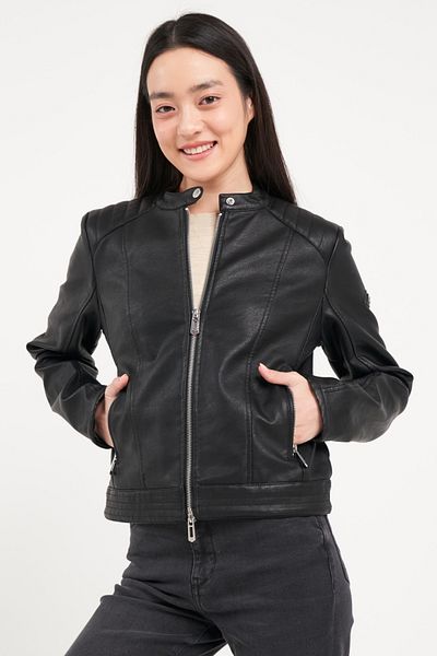Lee Cooper Jacheta dama din piele ecologica cu buzunare