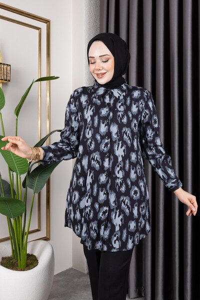 Sfg Life Moda Γυναικεία ρούχα για μανίκια και αθλητικά ρούχα Κομψά μοτίβα με λεπτομέρεια με κουμπιά Πλεκτό πουκάμισο-τουνίκ από βισκόζη