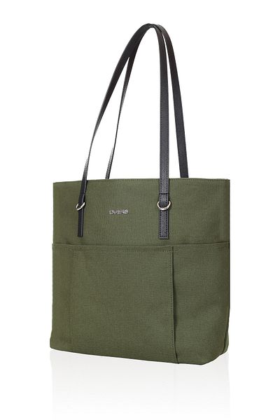 D'VERS Khaki Women's Water Repellent Canvas 3-Pocket 13 - 14.9 Inch Daily Shoulder and Laptop Bag