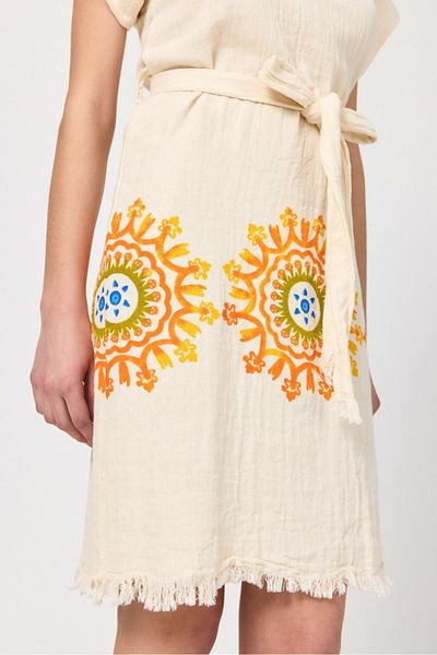 Mulberry Γυναικείο φόρεμα παραλίας Muslin Αμάνικο 100% βαμβάκι