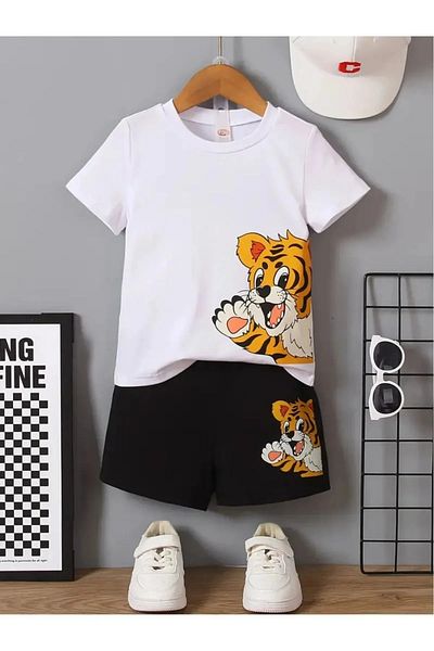 yudemia Side Teddy Bear Shorts Bottom Top Set 5-15 Years