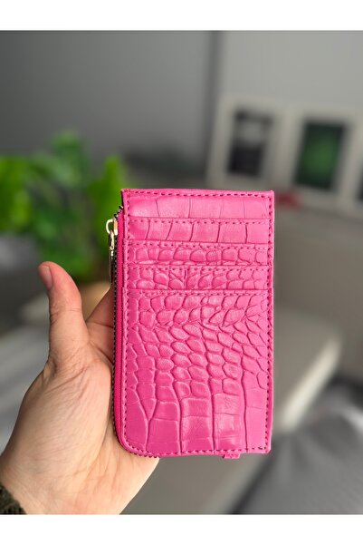 ilknurbutik Fuşya Kroko Desenli Kartlık Cüzdan