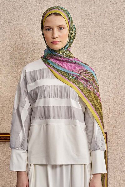 ED Scarf Λάδι Πράσινο Βαμβακερό Μεταξωτό Σάλι Rogue