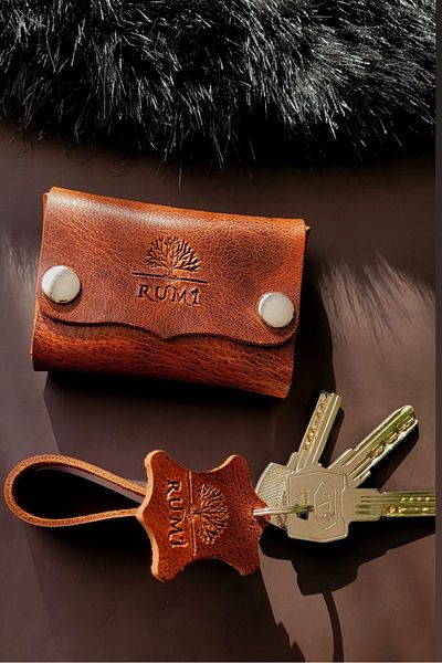 Rumi Deri Special Boxed Genuine Leather Minimalist Wallet with Card Holder and Keychain Gift