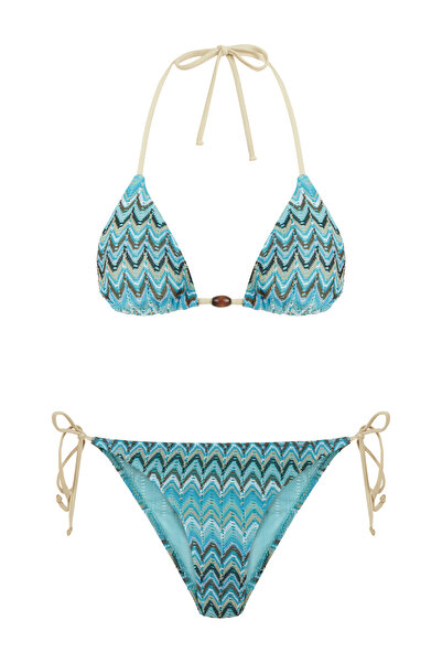AQUELLA Кольоровий трикутний бікіні-комплект з візерунком