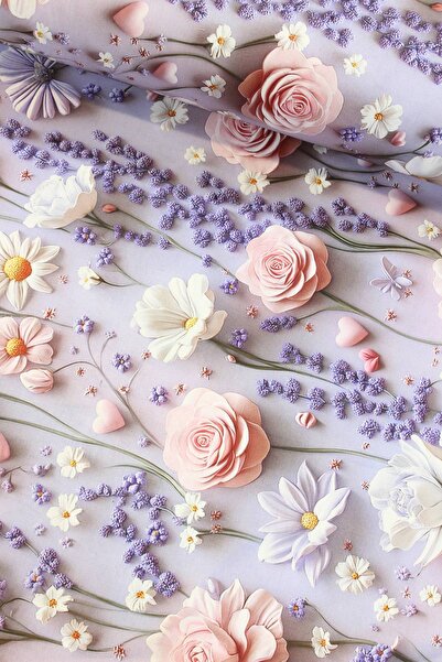 FAAL Gül Papatya 3 Boyutlu Dijital Baskı Nevresimlik Poplin Kumaş