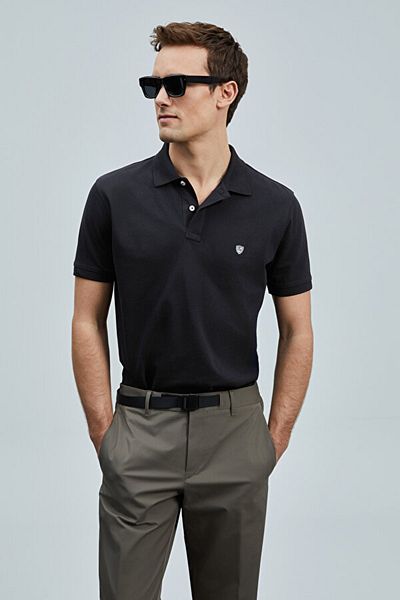 Lufian 111040206 Laon Smart Polo Neck T-shirt Ανδρικό μπλουζάκι μαύρο