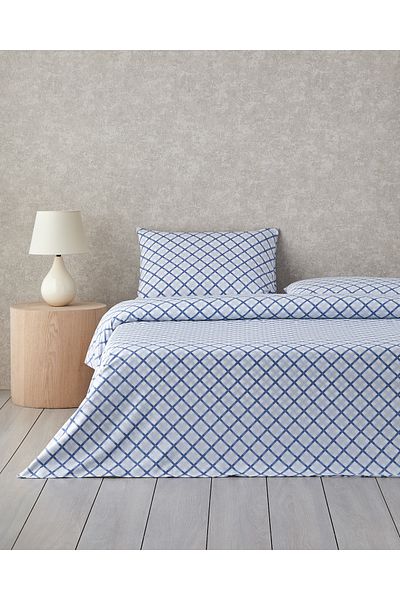 English Home Natural Whirl Easy-Iron Single Duvet Cover Set 160X220 cm Blue - Beige