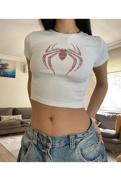 Gofeel Spider Stone Printed Redshining Stone Crop