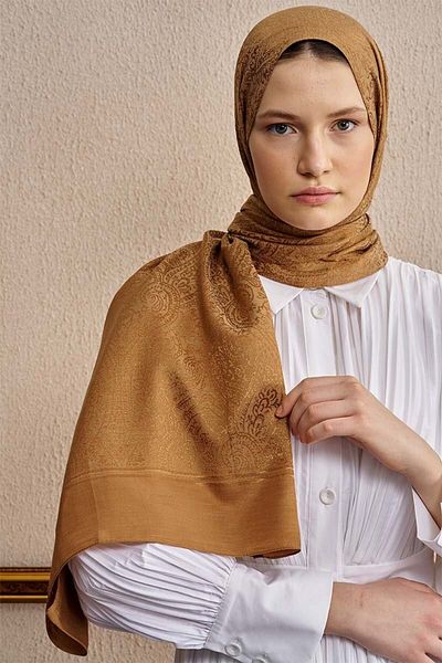 ED Scarf Σάλι Camel Ethnic Pattern - Διμερές