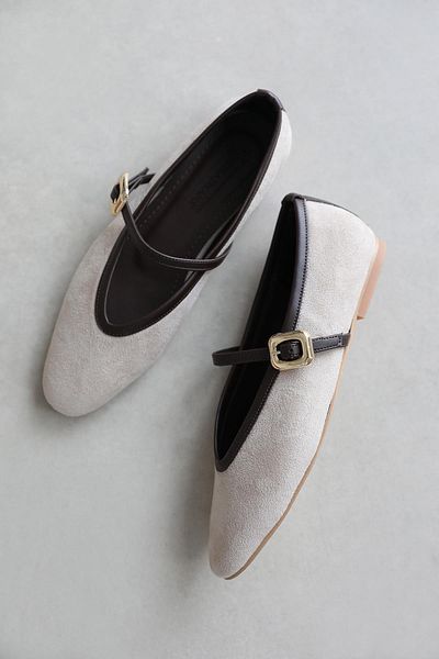 STRASWANS Stony Beige Women's Tuba Suede Ballerinas