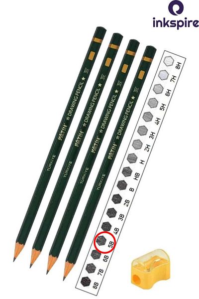inkspire 5B Art Pencil Graded Pencil 4 Pcs Fatih Technical Drawing Numbered Black Pencil Lead Sketching Pencil Set