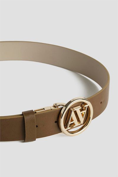 Armine Double Sided Leather Belt with Logo 25Yd006 Mink-Beige