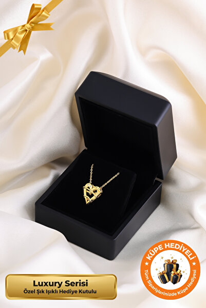 Lucente Jewellery Luxury Serisi Işıklı Hediye Kutulu 925 Ayar Altın Gümüş Kap...