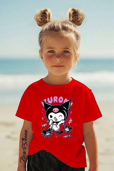 New Shine In the Cart, 1 T-Shirt Is a Gift for Purchases of 6 or More - Kuromi Printed Oversize Children's T-Shirt