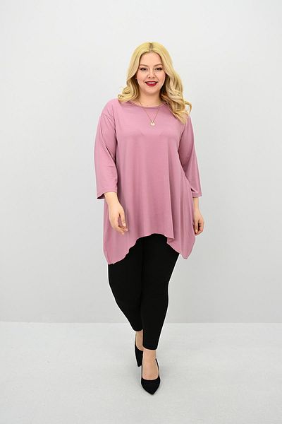 Koza Butik Women's Plus Size Three Quarter Sleeve Asymmetrical Cut Tunic 1964-25
