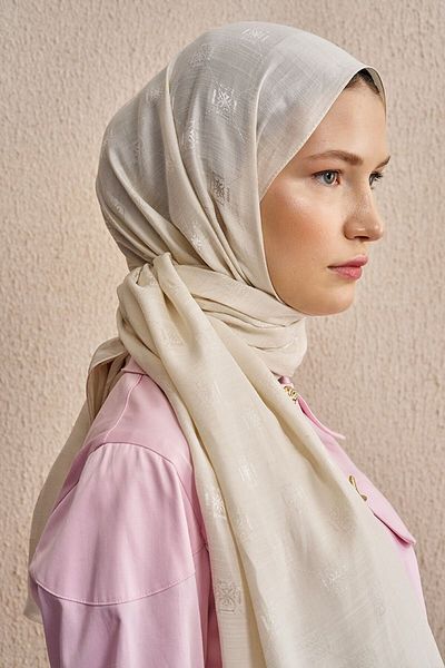 ED Scarf Double Sided Logo Pattern Shawl - Off White