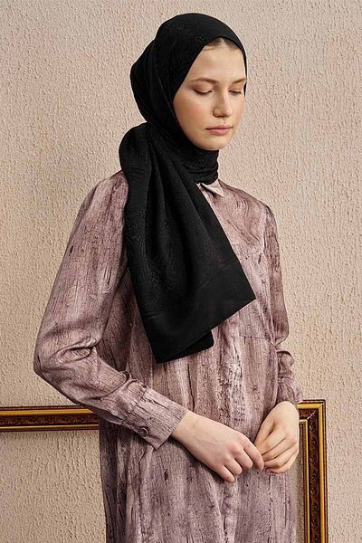 ED Scarf Double Sided Ethnic Pattern Shawl - Black
