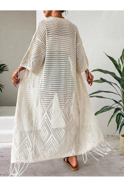 MARLİNG kadın krem ajurlu mevsimlik triko