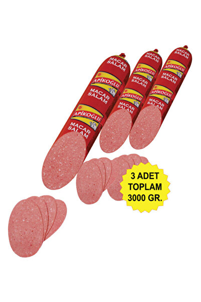 Apikoğlu Blok Dana Macar Salam 1000 Gr. Üçlü Paket (TOPLAM 3000 GR.)