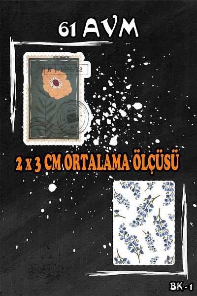 61 AVM Blue Vintage Floral Patterned Stamp Sticker - Planner Agenda Bullet Journal Compatible