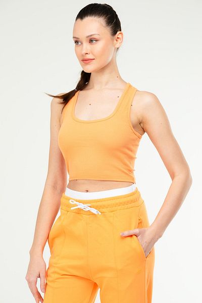 speedlife Orange Slim Fit Basic Camisole Strap Sleeveless Women's Crop Top Sc1242