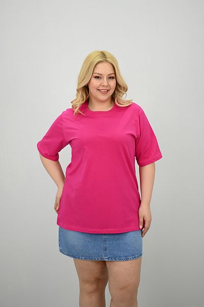 Koza Butik Women's Large Size Short Sleeve Crew Neck Oversize T-Shirt 1963-25
