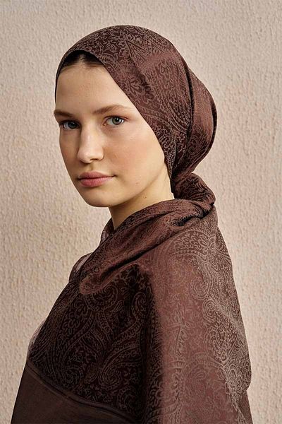 ED Scarf Σάλι διπλής όψης Ethnic Pattern - Καφέ