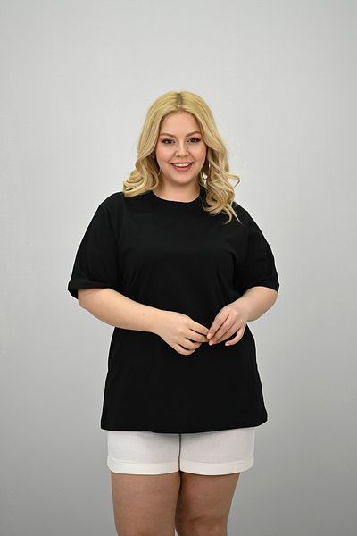 Koza Butik Women's Large Size Short Sleeve Crew Neck Oversize T-Shirt 1963-25