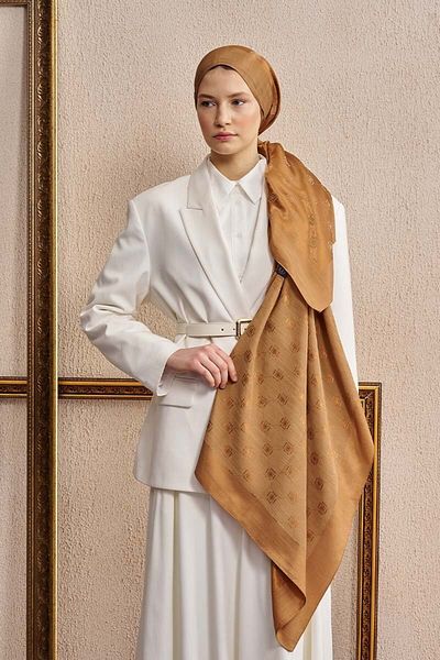 ED Scarf Σάλι με μοτίβο λογότυπου δύο όψεων μάρκας Camel