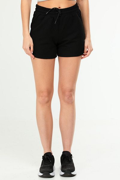speedlife Black Regular Basic 100% Cotton Side Pocket High Waist Women Shorts Se0153