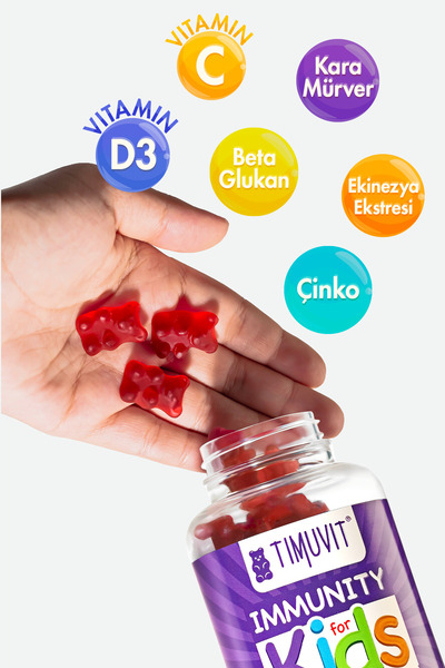 TIMUVIT Immunity For Kids 60 Gummies | Çocuklar İçin Çiğnenebilir Bağışıklık Desteği