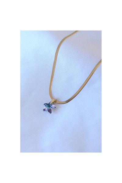Skygo 316L Steel Gold Color Italian Chain Model Crystal Sea Star Model Women's Necklace - TJ-BKO7492