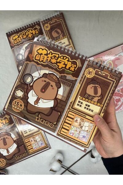 Kağıt Gemi Dükkan Capybara Dedektif İzometrik Özel Tasarım Sticker Seti İle Görev Tamamlama/Etiket/Çıkartma/Kapibara