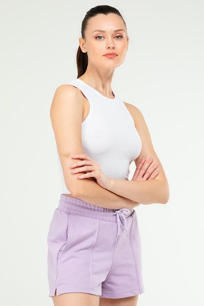 speedlife White Slim Fit Basic Camisole Crew Neck Short Sleeve Crop Women's Bodysuit Sf0762