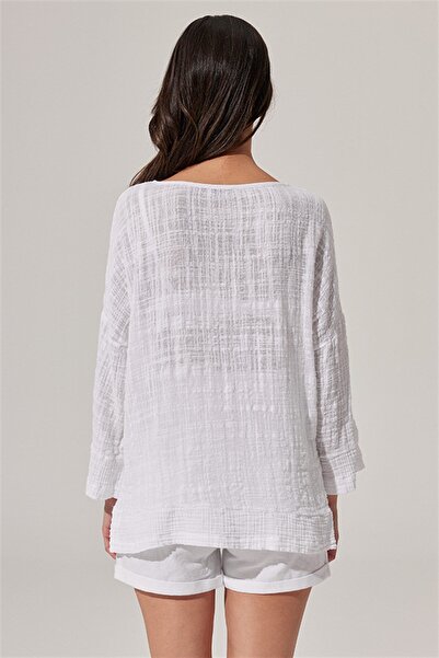 White By Nature Doubleface Garnili Özel Kumaş Bluz