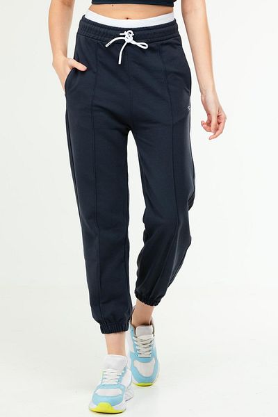 speedlife Navy Blue Oversize Basic Βαμβακερό ψηλόμεσο λαστιχένιο πόδι Γυναικεία αθλητική φόρμα κάτω SD1000