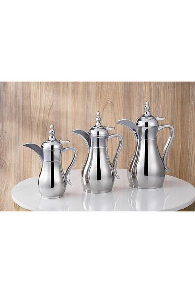 aljahwari Arabic Coffee Pot, 1000 Ml, Silver Color