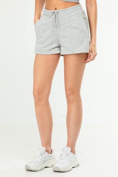 speedlife Gray Melange Basic Cotton High Waist Women's Shorts Se0152
