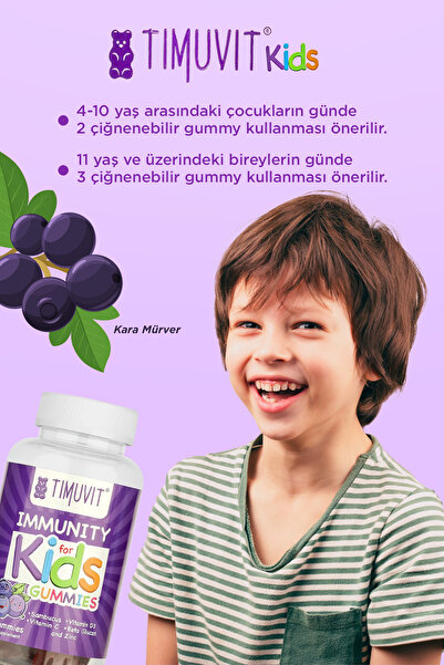TIMUVIT Immunity For Kids 60 Gummies | Çocuklar İçin Çiğnenebilir Bağışıklık Desteği