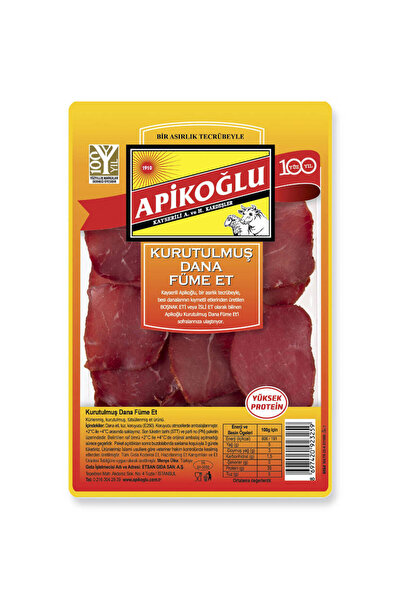 Apikoğlu Yüksek Proteinli Kurutulmuş Dana Füme Et 100 Gr. Üçlü Paket (TOPLAM 300 GR.)