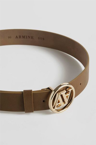 Armine 25Yd005 Mink Logo Leather Belt