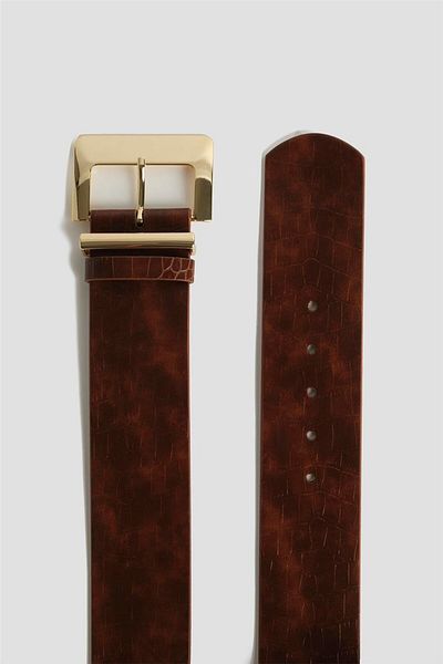 Armine Thick Leather Belt - 25Yd013 Tan