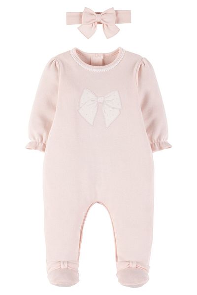 İdilbaby&Mamino İdi̇lbaby&Mami̇no Baby Girl Powder Bow Detailed Jumpsuit